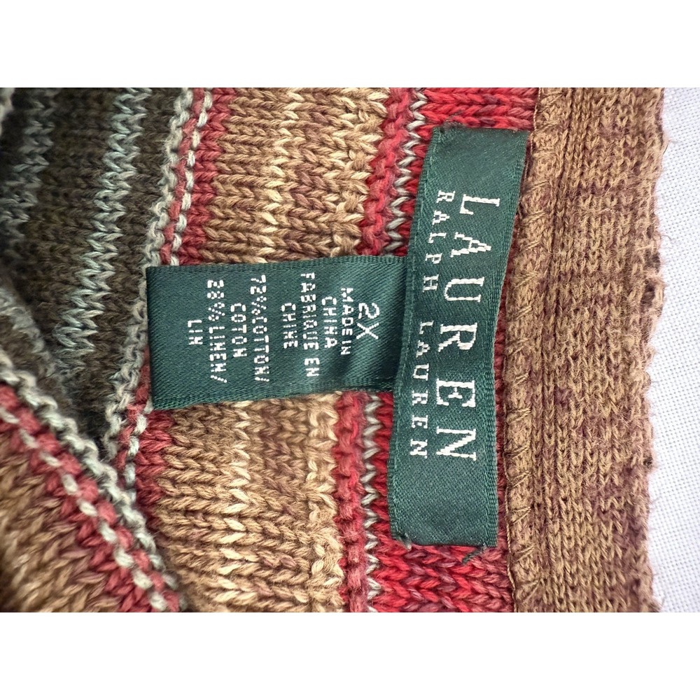 Lauren Ralph Lauren Linen Blend Striped Sleeveless Pullover Sweater Womens 2X - Picture 3 of 9